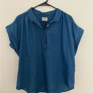 J. Crew Blue Button Down Polo Shirt Relaxed Fit